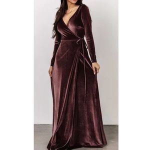 Baltic Born Esmerelda Velvet Wrap Maxi Dress in Dusty Plum
